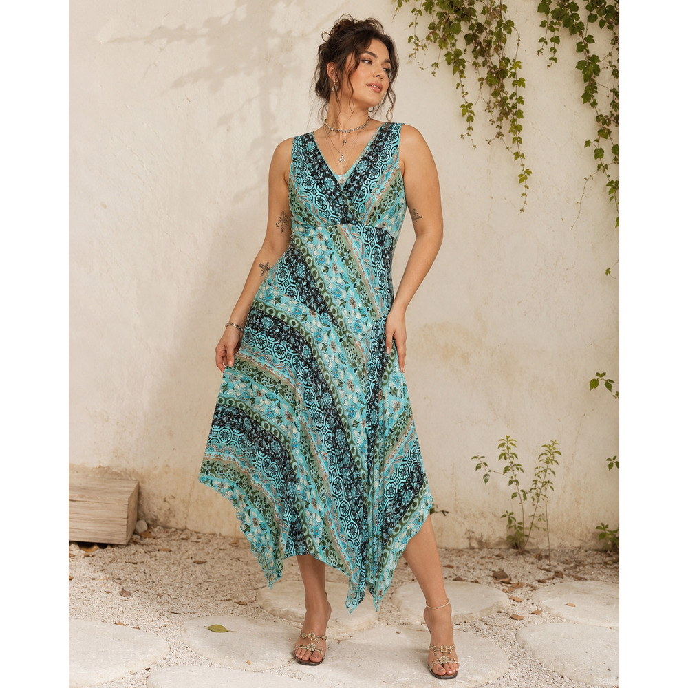 Y2K Fairycore Asymmetrical Midi Dress 14 Patchwork Boho Romantic Soft Girl